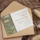 Art Deco Dragonfly Lily Pad Fairytale Wedding Kaart