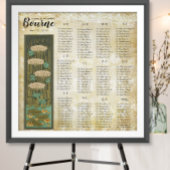 ART DECO Dragonfly Lilypad Wedding Seding Chart Poster