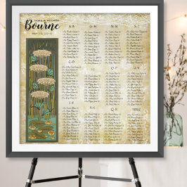 ART DECO Dragonfly Lilypad Wedding Seding Chart Poster