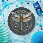 Art Deco Dragonfly Parels Emerald Goud Papieren Bordje (Feest)