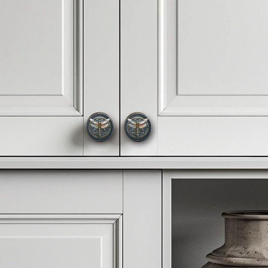 Art Deco Dragonfly Parels Smaragden Goud Turquoise Keramische Knop