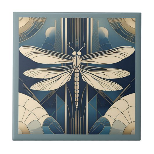 Art Deco Dragonfly Tegeltje (Voorkant)
