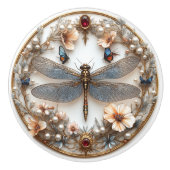 Art Deco Dragonfly Turquoise Parels Pareltjes Keramische Knop (Voorkant)