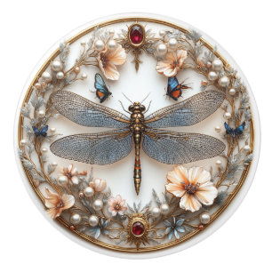 Art Deco Dragonfly Turquoise Parels Pareltjes Keramische Knop
