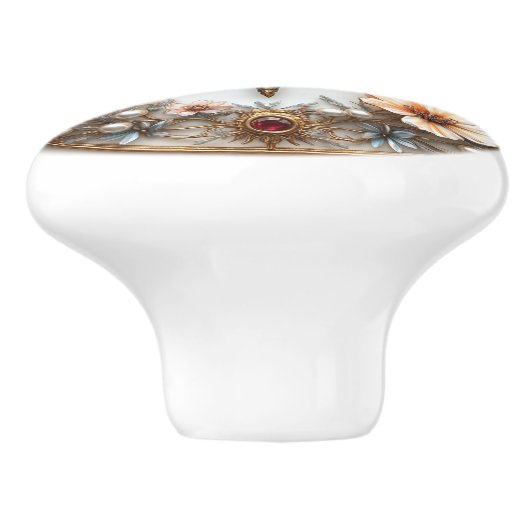 Art Deco Dragonfly Turquoise Parels Pareltjes Keramische Knop (Zijkant)