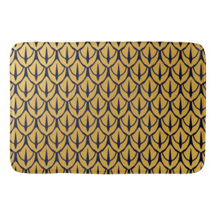Art Deco Dragonschubben - Blauwe en Gouden Schubbe Badmat