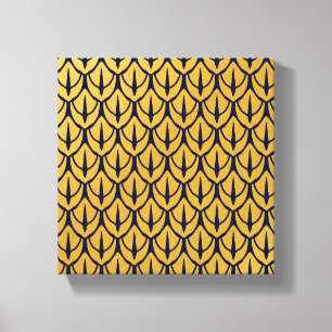 Art Deco Dragonschubben - Blauwe en Gouden Schubbe Canvas Afdruk