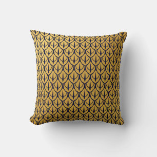 Art Deco Dragonschubben - Blauwe en Gouden Schubbe Kussen