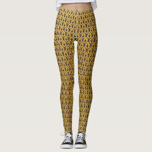 Art Deco Dragonschubben - Blauwe en Gouden Schubbe Leggings