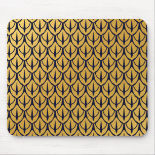 Art Deco Dragonschubben - Blauwe en Gouden Schubbe Muismat