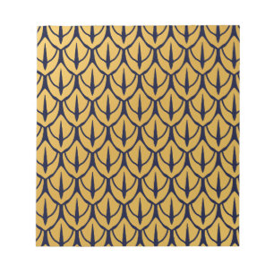 Art Deco Dragonschubben - Blauwe en Gouden Schubbe Notitieblok