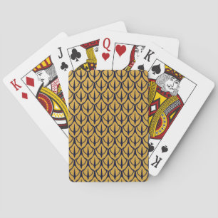 Art Deco Dragonschubben - Blauwe en Gouden Schubbe Pokerkaarten