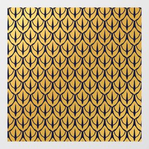 Art Deco Dragonschubben - Blauwe en Gouden Schubbe Raamsticker