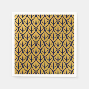 Art Deco Dragonschubben - Blauwe en Gouden Schubbe Servet