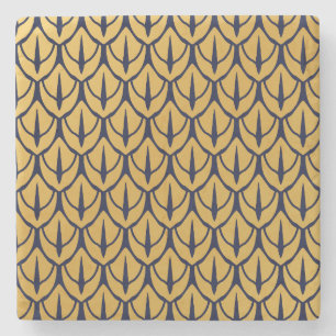 Art Deco Dragonschubben - Blauwe en Gouden Schubbe Stenen Onderzetter