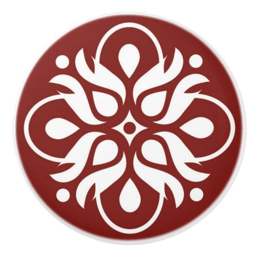 Art Deco Drawer Pull - Burgundy Keramische Knop (Voorkant)