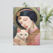  Art Deco Dreamy Design Vrouw en Kat Bedankkaart (Staand voorkant)