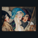 Art Deco Drie Vrouwen onder een paraplu Poster<br><div class="desc">Datum: 1920. Drie vrouwen onder een paraplu van de Deense kunstenaar Gerda Wegener. Waterverf. Stijl: Art Nouveau (modern),  Art Deco.</div>