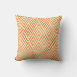 Art Deco Driehoek Geometrie Warm Goud Koper Geel Kussen