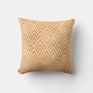 Art Deco Driehoek Geometrie Warm Goud Koper Geel Kussen