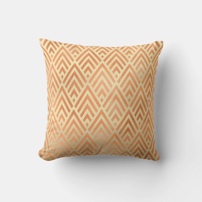 Art Deco Driehoek Geometrie Warm Goud Koper Geel Kussen (Voorkant)