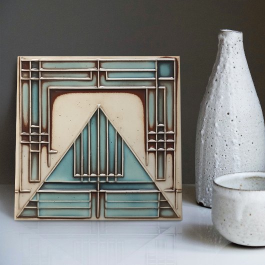Art Deco driehoekige geometrie Tegeltje