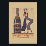 Art Deco Drink Poster<br><div class="desc">Het mooie Kunstdeco adverteren poster voor champagne in tinten blauwen browns. Met een reuzenfles vol bubbels die bewonderd wordt door twee mooie dames die gekleed zijn in Art Deco-kikkers.</div>