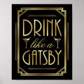 Art Deco-DRINK ZOALS een GATSBY-gebarentafdruk Poster (Voorkant)