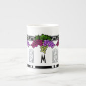 Art Deco Druiven - Monogrammed (Bone China Mok) Porselein Kop (Voorkant)