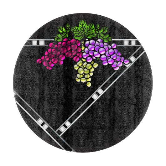 Art Deco-druiven op zwart Snijplank (Voorkant)