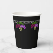 Art Deco Druiven - Zwart, Zilver, Violet Monogram Papieren Bekers (Achterkant)