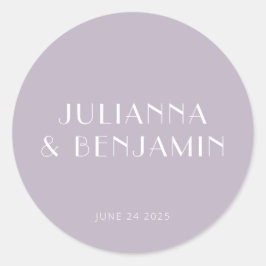 Art Deco Dusty Lila Eenvoudig aangepast huwelijk Ronde Sticker