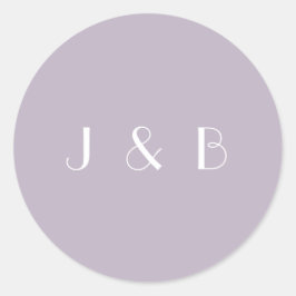  Art Deco Dusty Lila Eenvoudige Monogrammen Ronde Sticker
