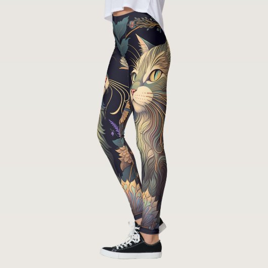 Art Deco Dusty Roos Cat Lover Yoga Leggings (Links)