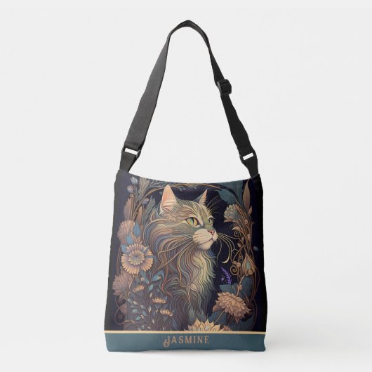 Art Deco Dusty Roos Kat Lover Crossbody Tas (Voorkant)