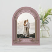 Art Deco Dusty Rose Bronze Arch Save the Date Kaart (Staand voorkant)