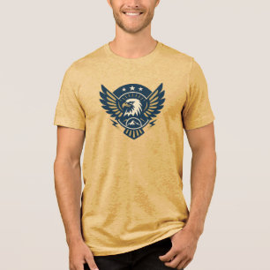 Art-Deco Eagle Embleem — Geometrische kam Tri-Blend Shirt