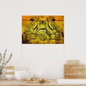 Art Deco Eagle Grunge Stone Sculpture Poster (Keuken)