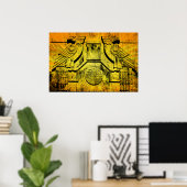 Art Deco Eagle Grunge Stone Sculpture Poster (Thuiskantoor)