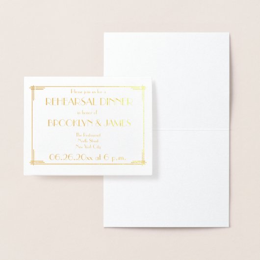 Art Deco echt gouden folie trouwrepetitie uitnodig Folie Kaarten (Display)