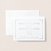 Art Deco Echt Zilveren Trouwrepetitie Uitnodiginge Folie Kaarten (Voorkant met envelop)