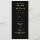 Art Deco Eenvoudig Elegant Zwart Goud Bruiloft Menu (Voorkant)
