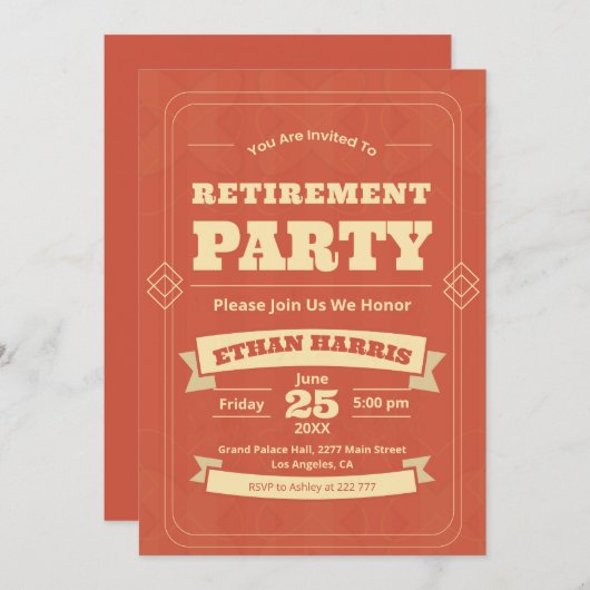 Art Deco Eenvoudige pensionering Kaart (Voorkant / Achterkant)