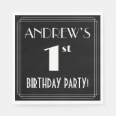 Art Deco: Eerste verjaardag met aangepaste naam Servet (Voorkant)