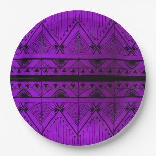 Art Deco-effect Design Lavender Paars Black Trim Papieren Bordje