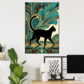 Art Deco Egyptian Black Cat Wall Art Poster (Thuiskantoor)