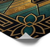 Art Deco Egyptian Pyramid Cat Wall Art Poster (Hoek)