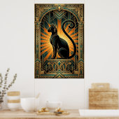 Art Deco Egyptian Revival Bastet Wall Art Poster (Keuken)