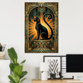 Art Deco Egyptian Revival Bastet Wall Art Poster (Thuiskantoor)