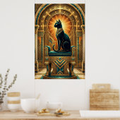 Art Deco Egyptian Throne Cat Wall Art Poster (Keuken)